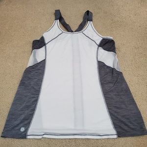 Athleta grey and white side mesh tank